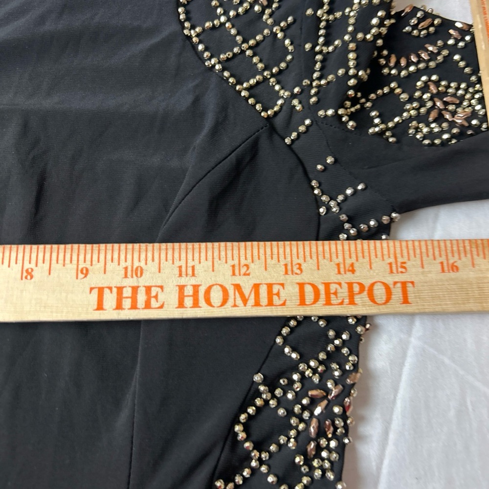 Xscape Black Long Sleeve Beaded Evening Dress - Picture 10 of 11